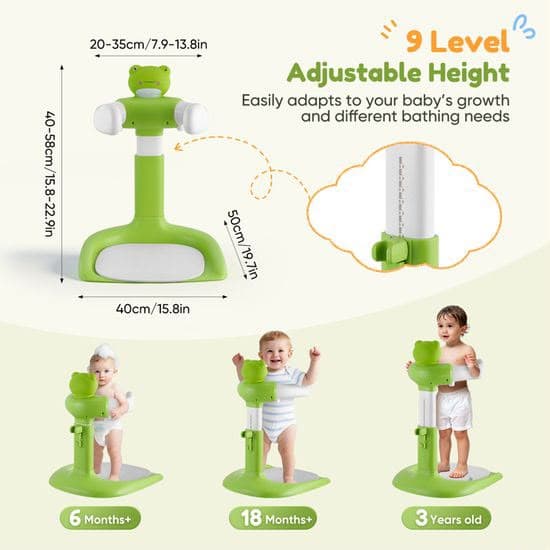Support de bain réglable pour bébé – Hauteur ajustable 9 niveaux